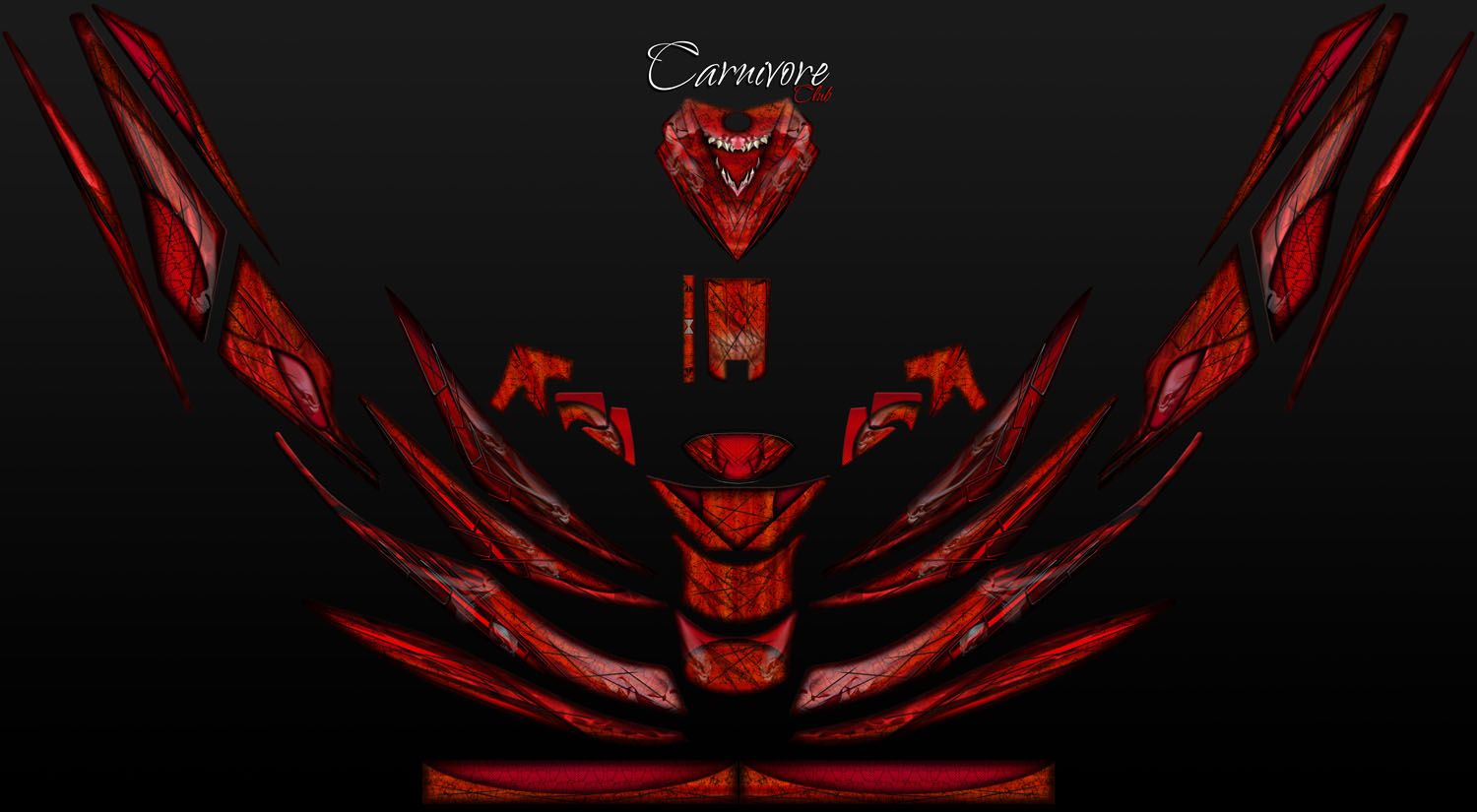 CARNIVORE CLUB RED graphics package for sea-doo GTX pwc